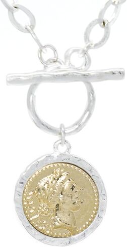 Cmarts Antique Gold Plated Roman Coin Necklace for Women 18 Inch Chain Pendant Necklace Birthday Anniversary Jewelry Gift for Women in Saudi Arabia