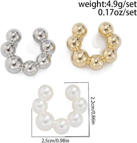 ALRNBY 2Pairs Chunky Ear Cuff Earrings for Women Gold Silver Hoop Ear Cuff Earrings Men Gift in Saudi Arabia