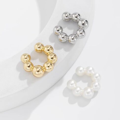 ALRNBY 2Pairs Chunky Ear Cuff Earrings for Women Gold Silver Hoop Ear Cuff Earrings Men Gift in Saudi Arabia