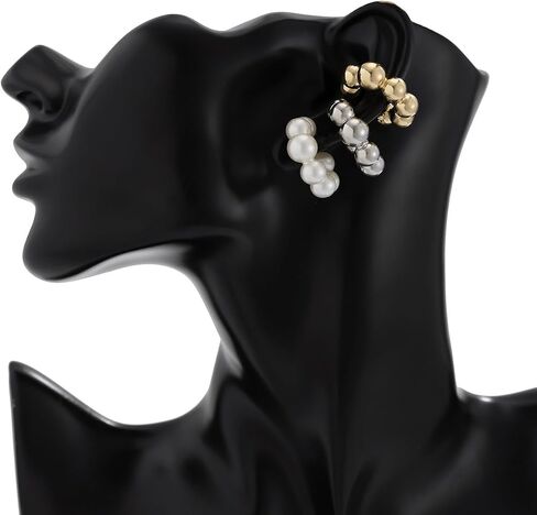 ALRNBY 2Pairs Chunky Ear Cuff Earrings for Women Gold Silver Hoop Ear Cuff Earrings Men Gift in Saudi Arabia
