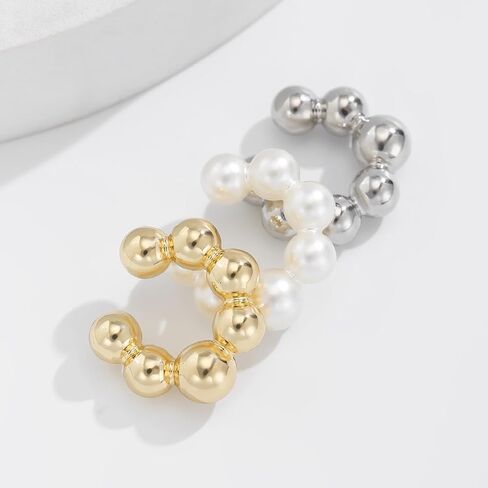 ALRNBY 2Pairs Chunky Ear Cuff Earrings for Women Gold Silver Hoop Ear Cuff Earrings Men Gift in Saudi Arabia