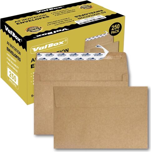 مظاريف دعوة ValBox A9 250 الكمية 5-3/4 × 8-3/4 بوصة ختم ذاتي للدعوات والصور والزفاف وبطاقات معايدة استحمام الطفل والإعلانات - 5. 75 × 8. 75 بوصة in Kuwait