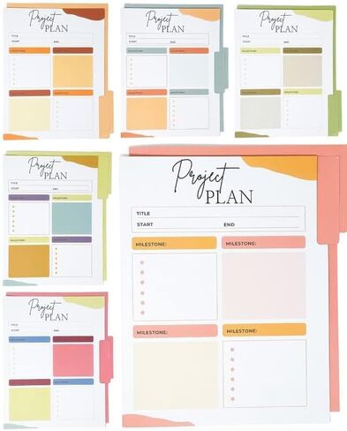 مجلدات ملفات المشروع 24 حزمة - مجلدات ملفات لطيفة ملونة، أدوات إدارة المشروع، مجلد المهام - مجلد مشروع ذو 6 ألوان قابل للعكس، منظم إدارة المشروع، مجلدات المكتب - 11.5 × 8.9 بوصة in Kuwait