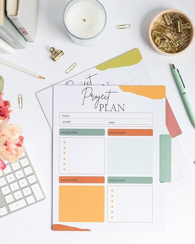 مجلدات ملفات المشروع 24 حزمة - مجلدات ملفات لطيفة ملونة، أدوات إدارة المشروع، مجلد المهام - مجلد مشروع ذو 6 ألوان قابل للعكس، منظم إدارة المشروع، مجلدات المكتب - 11.5 × 8.9 بوصة in Kuwait