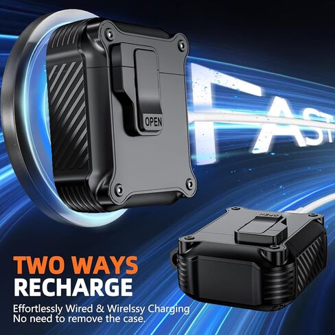 متوافق مع غطاء حافظة AirPods Pro الجيل الثاني/الأول، مع مجموعة منظف، مفتاح كبس تلقائي آمن لعلبة شحن iPod Pro (كابل USB-C/Lightning) (2023/2022/2019) - أسود in Kuwait