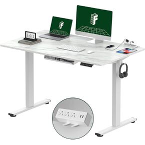 FLEXISPOT EN2 Electric Standing Desk 40 x 24'' Whole-Piece Desktop Small Adjustable Height Desk with Desk Clamp Power Strip, Cable Management, Memory Controller (Black Frame + 40" Black Top)