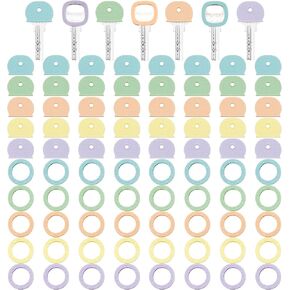 Blulu 80 Pieces Key Color Covers Key Caps Tags Covers Set Plastic Key Identifier Rings Key Toppers for Keys Organization House Key, 10 Colors, 2 Styles