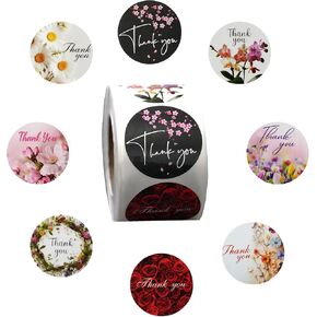 800 Pcs Thank You Stickers, 1.5 Inch Thank You Stickers for Small Business, Self-Adhesive & Waterproof Stickers with Beautiful Designs, Strong and Durable (Multicolor, 1.5 Inch) Envelope Seals