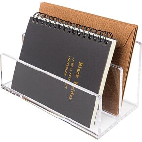 Acrylic Mail Organizer File Sorters for Desk,3-Section Laddered Desktop Vertical Letter Holder,Desk Organizer Workspace Organizer