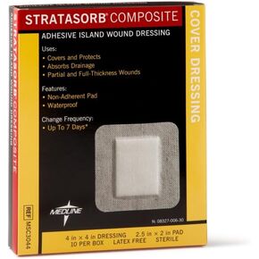 Medline MSC3066Z Stratasorb Composite Dressing, Pack of 10