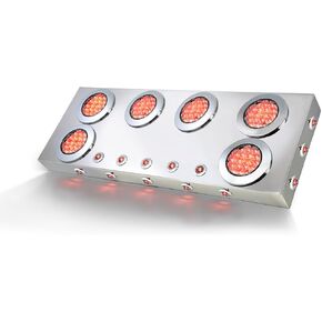 GG Grand General 91324 Stainless Steel Rear Center Light Panel with 4 inches and 1 inch Red/Red/White LED and Side Lights