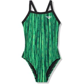 The Finals Girl's Butterfly Back Athletic One Piece Swimsuit, Blue, 22