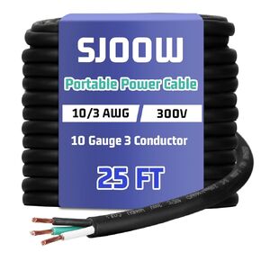 Copkim 3 Conductor Portable Power Cable SJOOW 300V Electrical Wire Pure Copper Heavy Duty Rubber Outdoor Extension Cord for Motor Machinery Marines Automotive (12 AWG,100 FT)