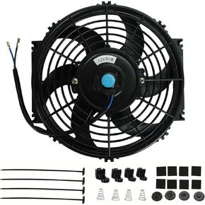 7 Inch Universal Slim Fan Push Pull Electric Radiator Cooling Fan 12V 80W with Mount Kit