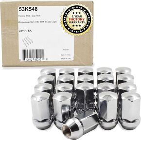 Wheel Accessories Parts 20 Pcs 14mm 1.50 Thread 6509422AA | 611.330 1.65" Long OEM Style Lug Nuts Black Chrome 7/8" Hex Fits 2011+ Jeep Grand Cherokee | 2018+ Jeep Wrangler | 2019+ Ram 1500 Classic