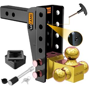 وصلة ربط مقطورة قابلة للتعديل من LOCAME مع خطاف، كرة ثلاثية (1-7/8 بوصة، 2 بوصة، 2-5/16 بوصة)، تناسب جهاز استقبال 2 بوصة، وصلة قطرة/ارتفاع 9 بوصة، وصلة قطر 15000 رطل GTW-Tow لـ شاحنة ثقيلة، حامل كروي صلب in Kuwait