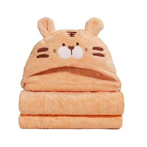 Kids Hooded Bath Towels, 50 x 32 Inches Large Hooded Bath Towel for Kid, 2 Pack Soft Absorbent Kids Animal Hooded Towels, Thick Hooded Towel for Kids 0-5 Years, Orange Monkey Grey Mouse
