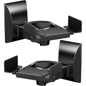 WALI Speaker Wall Mounts, Dual Side Clamping Bookshelf Mounting Bracket for Large Surrounding Sound Speakers, Hold up to 55 lbs. (SWM201-W), White