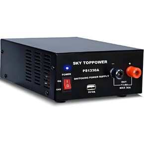 13.8V 30a Ham Radio Power Supply-Compact Regulated Bench Power Supply Home Lab Benchtop AC-to-DC Converter,Cooling Fan,5V/2A USB Interface,Powering Ham Radio,Amplifiers,Sky TOPPOWER-PS1330A