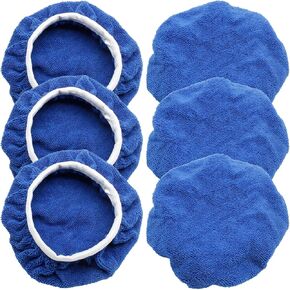 6 PCS Car Polishing Bonnet Buffing Pad Cotton Buffing Pad Cover for 5" - 6" Car Polisher, White
