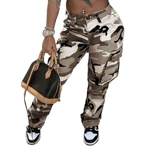 Shiyinvie Womens Casual Camouflage Camo Cargo Long Pants with Pockets