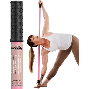 Mobility Stick - Stretching Stick - 5ft Bamboo Yoga Stick - Physical Therapy Stick - Workout Stick Stretching Bar - Yoga Dowel with Sturdy Handles & Online Video Library (Bamboo, 58.5in)
