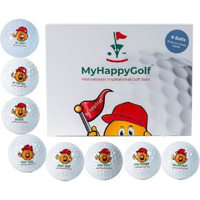 Golf Ball Gift Pack - 8 Golf Balls & Accessories | Funny Golf Gift for Men and Women | Golf Balls for Mom, Dad, and Golfers - Includes 3-in-1 Brush, Divot Tool, Hat Clip, Towel, and Tee Box