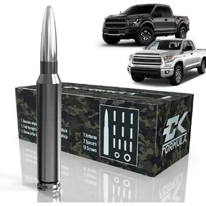 CK Formula 5.5" Silver Tip with Gunmetal Base Antenna, Universal Automotive Replacement for Car Truck SUV, 6061 Aluminum Body & Copper Coil Internal, Car Wash Safe, Pack of 1