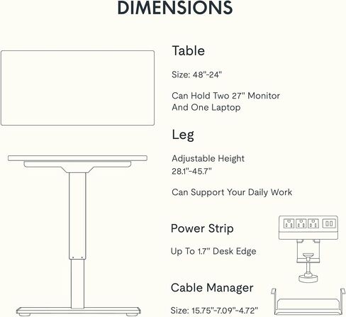 FLEXISPOT EN2 Electric Standing Desk 40 x 24'' Whole-Piece Desktop Small Adjustable Height Desk with Desk Clamp Power Strip, Cable Management, Memory Controller (Black Frame + 40" Black Top) in Saudi Arabia