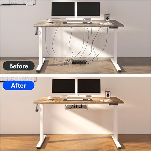 FLEXISPOT EN2 Electric Standing Desk 40 x 24'' Whole-Piece Desktop Small Adjustable Height Desk with Desk Clamp Power Strip, Cable Management, Memory Controller (Black Frame + 40" Black Top) in Saudi Arabia