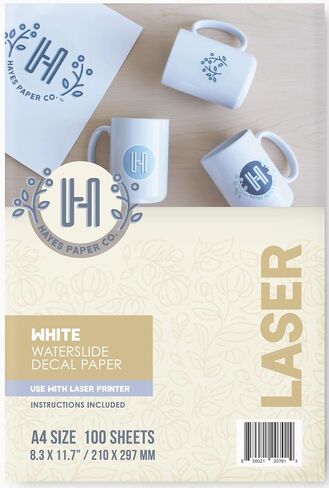 Hayes Paper, Waterslide Decal Paper LASER CLEAR 20 Sheets Premium Water-Slide Transfer Transparent Printable Water Slide Decals A4 Size in Saudi Arabia