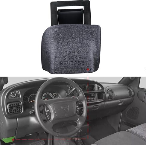 Parking Brake Release Handle (Brown) Compatible with 1998-2002 Dodge Ram 1500 2500 3500 Replaces RU38VK9AA in Kuwait