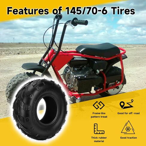 إطار HIAORS 145/70-6 145x70x6 بدون أنبوب لكولمان CC100X CT100u Baja Dirt Bug Doodle Bug DB30 Monster Moto MMB80 MMB105 Motovox MBX10 MBX11 MBX12 RT100 دراجة صغيرة Kazuma Roketa 110cc ATV Quad Go Kart in Kuwait