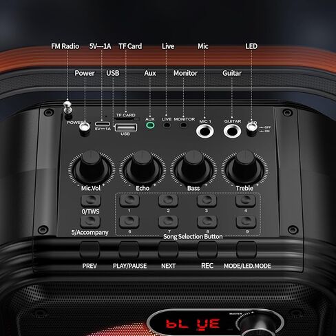 آلة كاريوكي JYX 66PRO مع 2 ميكروفونات لاسلكية، نظام PA Light RGB مع ثلاثة أضعاف/باس، مكبر صوت بلوتوث يدعم البث المباشر/المراقبة/المؤثرات الصوتية، مناسب للبالغين/الأطفال in Kuwait