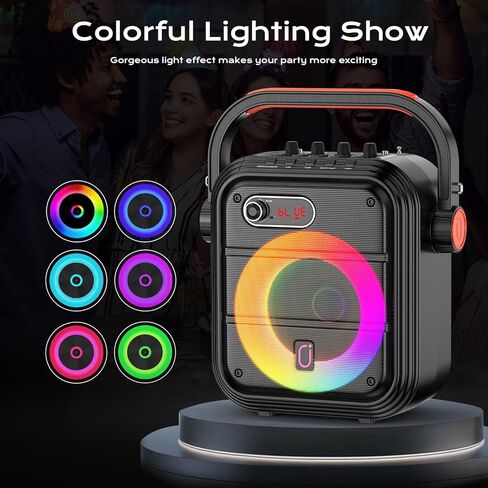 آلة كاريوكي JYX 66PRO مع 2 ميكروفونات لاسلكية، نظام PA Light RGB مع ثلاثة أضعاف/باس، مكبر صوت بلوتوث يدعم البث المباشر/المراقبة/المؤثرات الصوتية، مناسب للبالغين/الأطفال in Kuwait