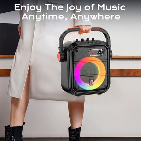 آلة كاريوكي JYX 66PRO مع 2 ميكروفونات لاسلكية، نظام PA Light RGB مع ثلاثة أضعاف/باس، مكبر صوت بلوتوث يدعم البث المباشر/المراقبة/المؤثرات الصوتية، مناسب للبالغين/الأطفال in Kuwait