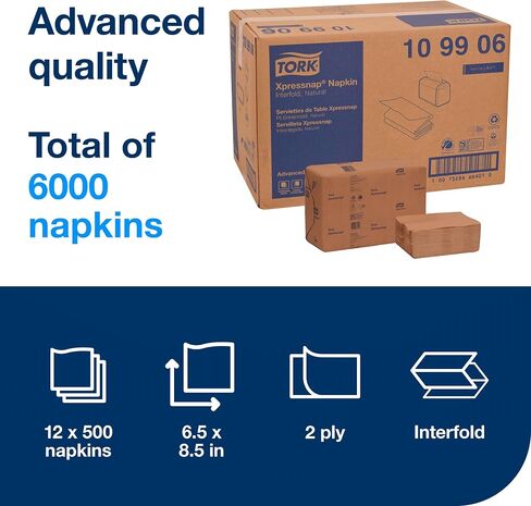 Tork Xpressnap® White Dispenser Napkin N4, Advanced, Interfold 1-ply, 13" x 8.5", 12 x 500 napkins, DX900 in Saudi Arabia
