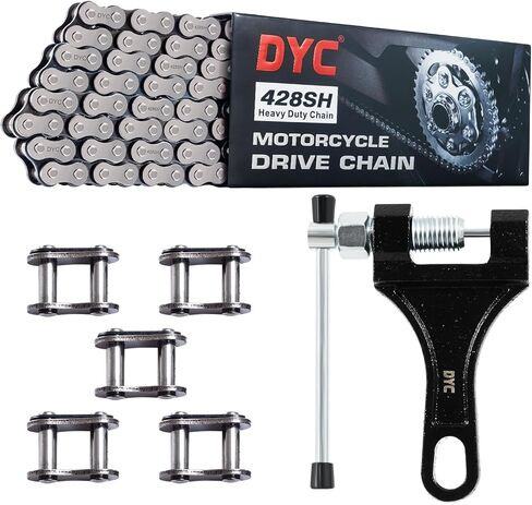 DYCTAHO Gold 420 Motorcycle Chain 132 Link Standard Roller Chain with Free Chain Breaker 5 Connecting Master Link for 100cc 110cc 125cc Dirt Pit Bike ATV Quad Go Kart Mini Bike Scooter in Saudi Arabia