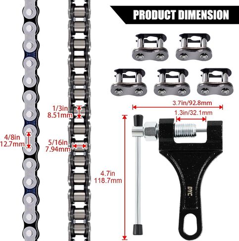 DYCTAHO Gold 420 Motorcycle Chain 132 Link Standard Roller Chain with Free Chain Breaker 5 Connecting Master Link for 100cc 110cc 125cc Dirt Pit Bike ATV Quad Go Kart Mini Bike Scooter in Saudi Arabia
