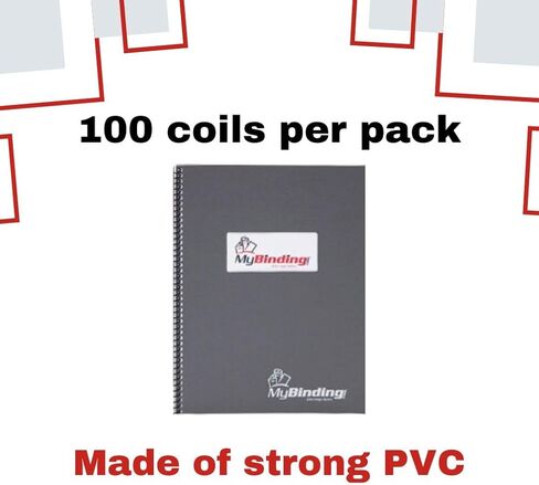 MyBinding 4 to 1 Pitch Spiral Binding Coil - 220 Sheets - 25 milimeter Diameter, Black, Qty 100 (P103-25-12) in Kuwait