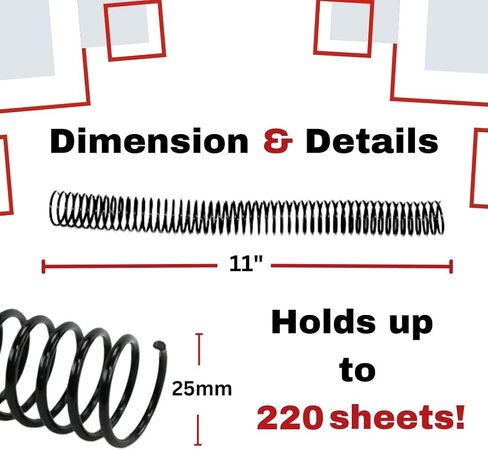 MyBinding 4 to 1 Pitch Spiral Binding Coil - 220 Sheets - 25 milimeter Diameter, Black, Qty 100 (P103-25-12) in Kuwait