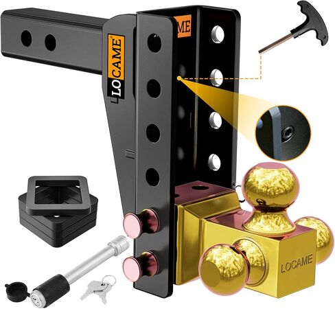 وصلة ربط مقطورة قابلة للتعديل من LOCAME مع خطاف، كرة ثلاثية (1-7/8 بوصة، 2 بوصة، 2-5/16 بوصة)، تناسب جهاز استقبال 2 بوصة، وصلة قطرة/ارتفاع 9 بوصة، وصلة قطر 15000 رطل GTW-Tow لـ شاحنة ثقيلة، حامل كروي صلب in Kuwait