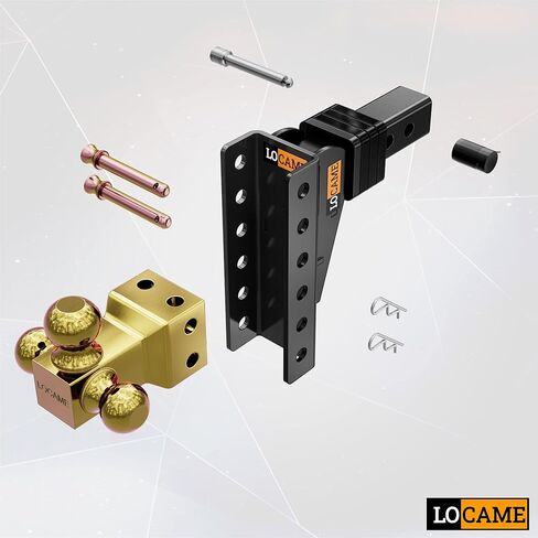 وصلة ربط مقطورة قابلة للتعديل من LOCAME مع خطاف، كرة ثلاثية (1-7/8 بوصة، 2 بوصة، 2-5/16 بوصة)، تناسب جهاز استقبال 2 بوصة، وصلة قطرة/ارتفاع 9 بوصة، وصلة قطر 15000 رطل GTW-Tow لـ شاحنة ثقيلة، حامل كروي صلب in Kuwait