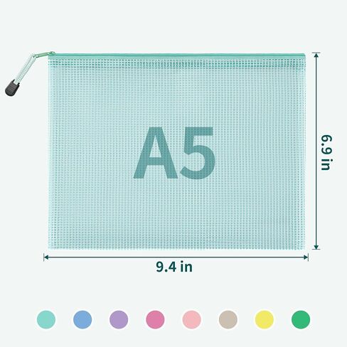 JARLINK 16pcs Mesh Zipper Pouch for Organizing, A3 Size Waterproof Zipper Storage Bags, 8 Colors Plastic File Pouch, Multipurpose for Travel, School, Board Game, Puzzles, Office, and Home Organize in Saudi Arabia