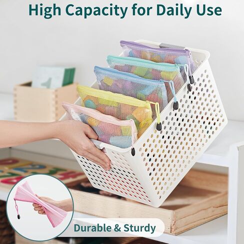 JARLINK 16pcs Mesh Zipper Pouch for Organizing, A3 Size Waterproof Zipper Storage Bags, 8 Colors Plastic File Pouch, Multipurpose for Travel, School, Board Game, Puzzles, Office, and Home Organize in Saudi Arabia