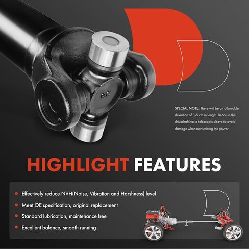 مجموعة عمود الدفع الخلفي الكامل A-Premium [4WD] متوافقة مع Ford Explorer Sport Trac 2007 2008 2009 2010، Crew Cab Pickup، استبدال # 7A2Z-4R602-D، 7A2Z-4R602-G in Kuwait