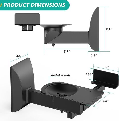 WALI Speaker Wall Mounts, Dual Side Clamping Bookshelf Mounting Bracket for Large Surrounding Sound Speakers, Hold up to 55 lbs. (SWM201-W), White in Saudi Arabia