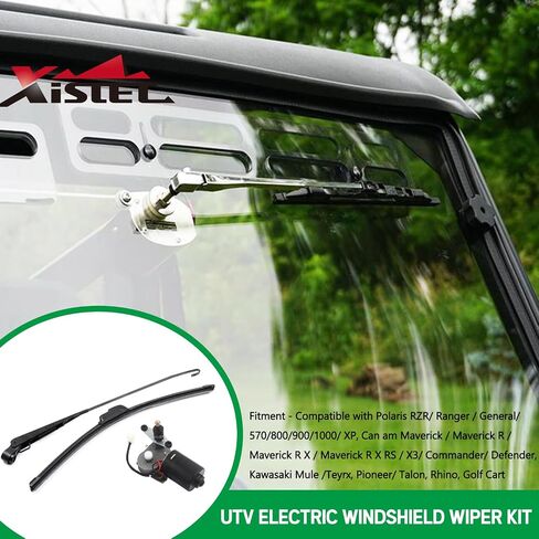 ممسحة الزجاج الأمامي من Xislet UTV تعمل باليد متوافقة مع Polaris Ranger RZR Can Am Kawasaki Pioneer Golf Cart اليدوية وشفرات ممسحة الزجاج الأمامي مجموعة التعليمات المدرجة in Kuwait