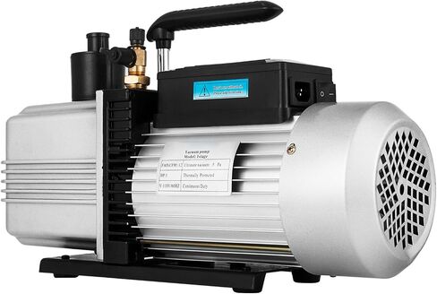 VEVOR 1 HP Two Conditioning Pump 120V 0.3PA Ultimate Refrigerant HVAC Air Tool for Automobile Reparation Vacuum Evacuation (2-Stage, 8CFM), Silver & Black in Saudi Arabia