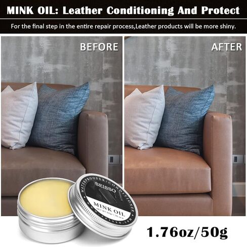 SEISSO Black Leather Recoloring Balm, Leather Color Restorer with Mink Oil Conditioner for Vinyl Furniture, Scratch Remover Leather Polish for Couch, Sofa, Leather Upholstery, Car Seats, Boots, Purse in Saudi Arabia